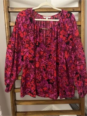 The Pioneer Woman Floral Peasant Tunic - Fuchsia & Red